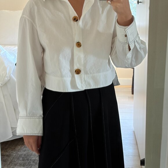Khaite Cotton Crop Blouse White XS S - Picture 4 of 12